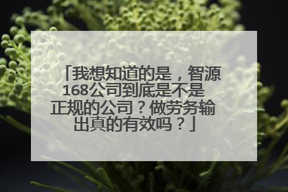 我想知道的是,智源168公司到底是不是正规的公司?做劳务输出真的有效吗?