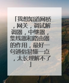 我想知道网桥,网关,调试解调器,中继器,集线器和路由器的作用,最好一句通俗易懂一点,太长理解不了