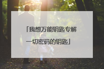我想万能钥匙专解一切密码的钥匙
