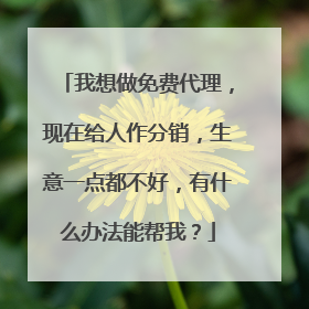 我想做免费代理，现在给人作分销，生意一点都不好，有什么办法能帮我？