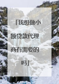 我想做小额贷款代理商有需要的吗