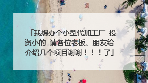 我想办个小型代加工厂 投资小的 请各位老板、朋友给介绍几个项目谢谢!!!了