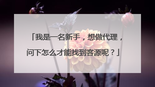 我是一名新手,想做代理,问下怎么才能找到客源呢?