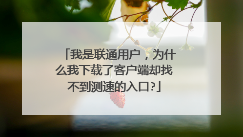 我是联通用户，为什么我下载了客户端却找不到测速的入口?