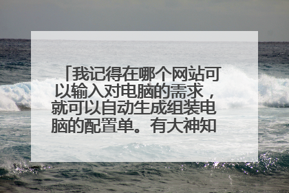 我记得在哪个网站可以输入对电脑的需求，就可以自动生成组装电脑的配置单。有大神知道么？？？