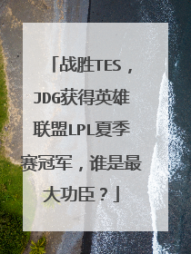 战胜TES，JDG获得英雄联盟LPL夏季赛冠军，谁是最大功臣？