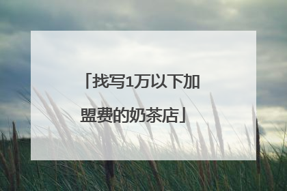 找写1万以下加盟费的奶茶店