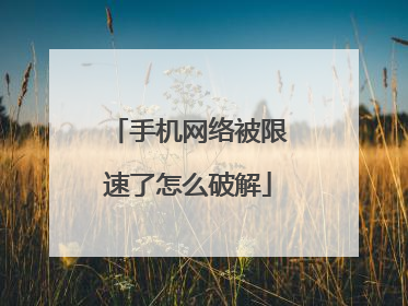 手机网络被限速了怎么破解