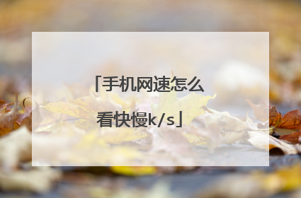 手机网速怎么看快慢k/s