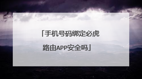 手机号码绑定必虎路由APP安全吗
