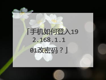 手机如何登入192.168.1.101改密码？