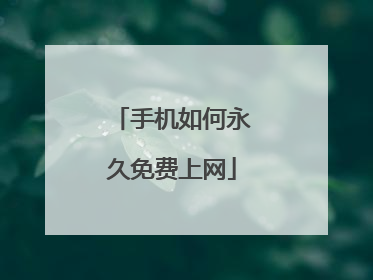 手机如何永久免费上网
