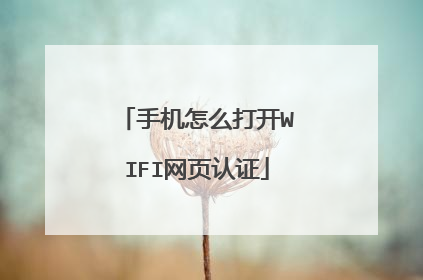手机怎么打开WIFI网页认证