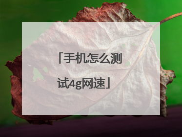 手机怎么测试4g网速