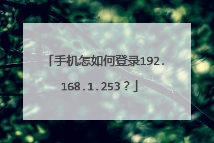 手机怎如何登录192.168.1.253？
