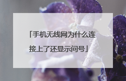 手机无线网为什么连接上了还显示问号
