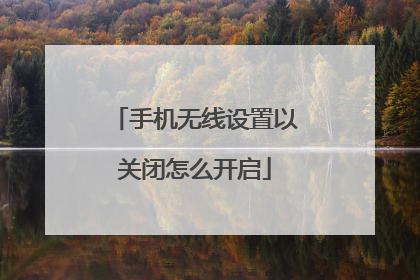 手机无线设置以关闭怎么开启