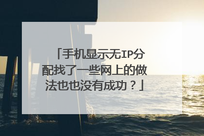 手机显示无IP分配找了一些网上的做法也也没有成功?