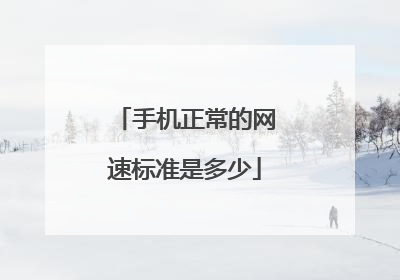 手机正常的网速标准是多少