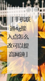 手机联通4g接入点怎么改可以提高网速