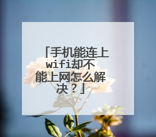 手机能连上wifi却不能上网怎么解决?