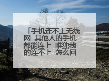 手机连不上无线网 其他人的手机都能连上 唯独我的连不上 怎么回事啊？
