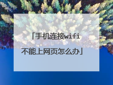 手机连接wifi不能上网页怎么办