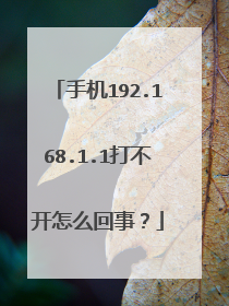 手机192.168.1.1打不开怎么回事？