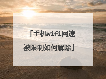 手机wifi网速被限制如何解除