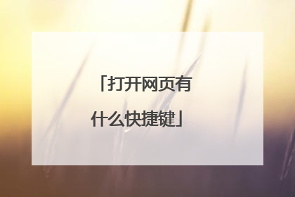 打开网页有什么快捷键