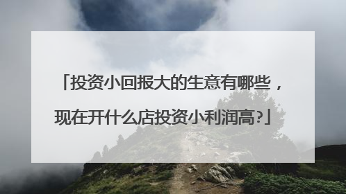 投资小回报大的生意有哪些,现在开什么店投资小利润高?