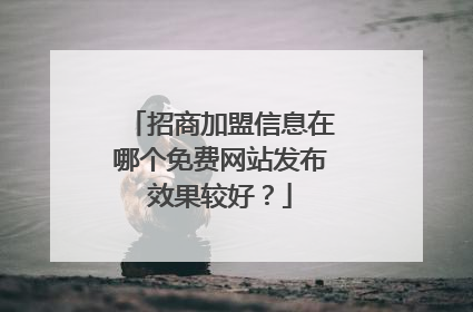 招商加盟信息在哪个免费网站发布效果较好?