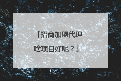 招商加盟代理啥项目好呢？