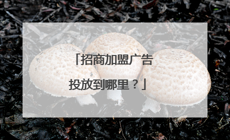 招商加盟广告投放到哪里?