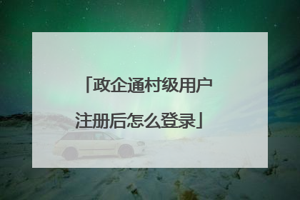政企通村级用户注册后怎么登录