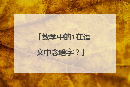 数学中的1在语文中念啥字？