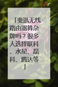 斐迅无线路由器算杂牌吗?很多人选择联科、水星、磊科、腾达等