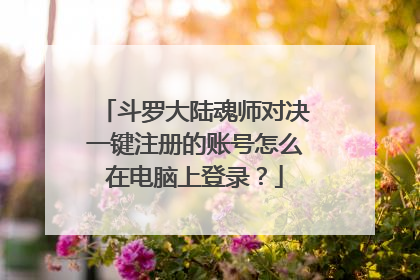 斗罗大陆魂师对决一键注册的账号怎么在电脑上登录?