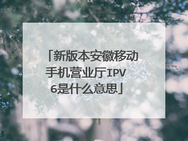 新版本安徽移动手机营业厅IPV6是什么意思
