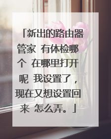 新出的路由器管家 有体检哪个 在哪里打开呢 我设置了,现在又想设置回来 怎么弄。