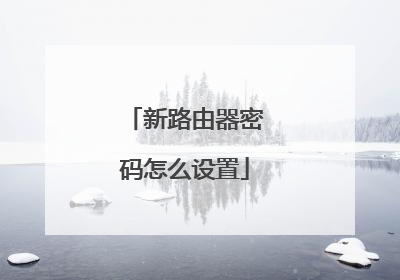 新路由器密码怎么设置