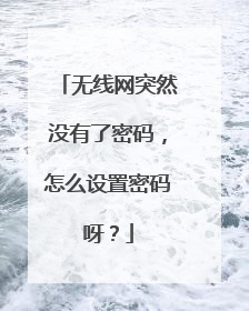 无线网突然没有了密码，怎么设置密码呀？
