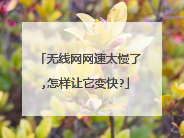 无线网网速太慢了,怎样让它变快?