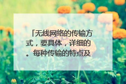 无线网络的传输方式,要具体,详细的。每种传输的特点及作用。麻烦了~