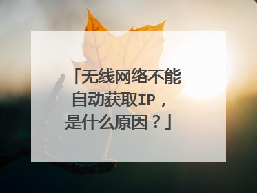 无线网络不能自动获取IP，是什么原因？