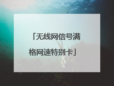 无线网信号满格网速特别卡
