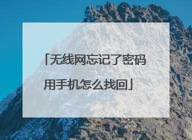 无线网忘记了密码用手机怎么找回