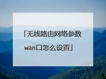 无线路由网络参数wan口怎么设置