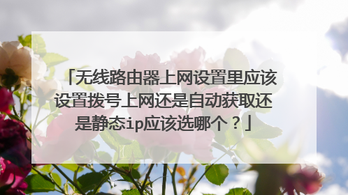 无线路由器上网设置里应该设置拨号上网还是自动获取还是静态ip应该选哪个?