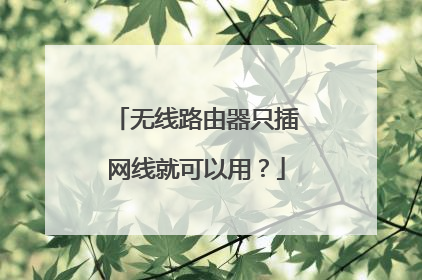 无线路由器只插网线就可以用?